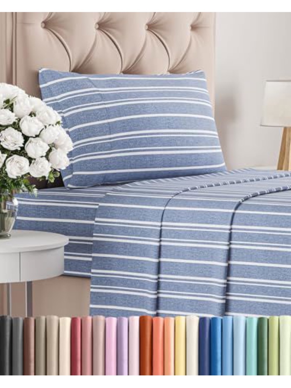 Blue Striped Sheet Set - Classic Coastal Style Twin